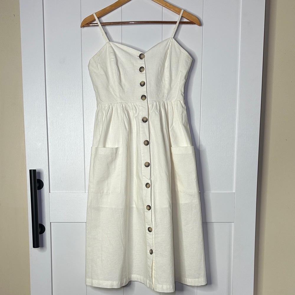 Chic Cream Button-Front Midi Dress